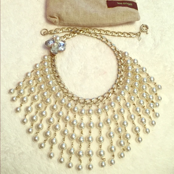 Lee Angel Pearl & Silver Bib Necklace - Picture 1 of 4